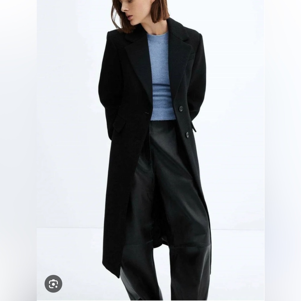 NWT Mango Linda Wool Structured Coat in Black XS